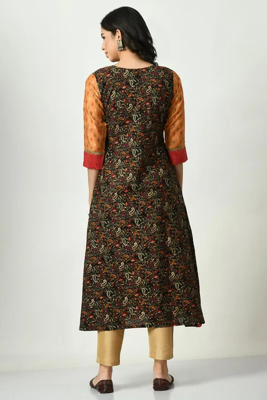 Multi Yoke Embroidered A-line Dress