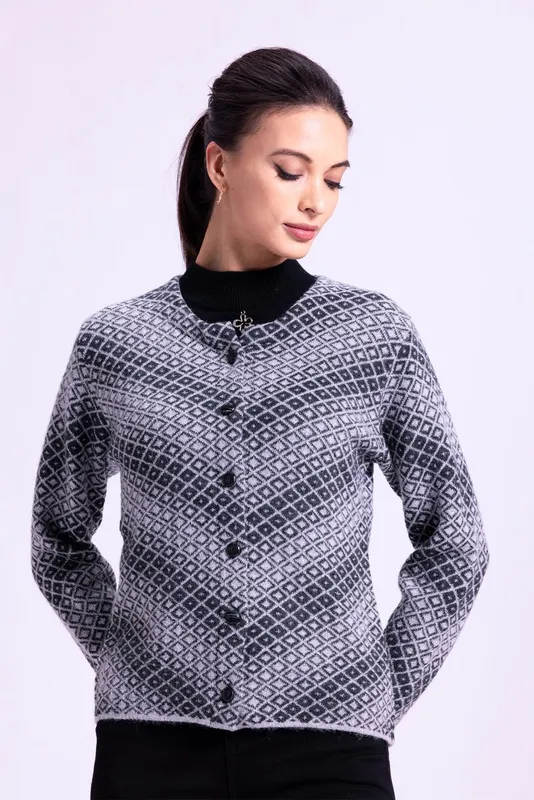 Winter Black Cable Knitted Cardigan