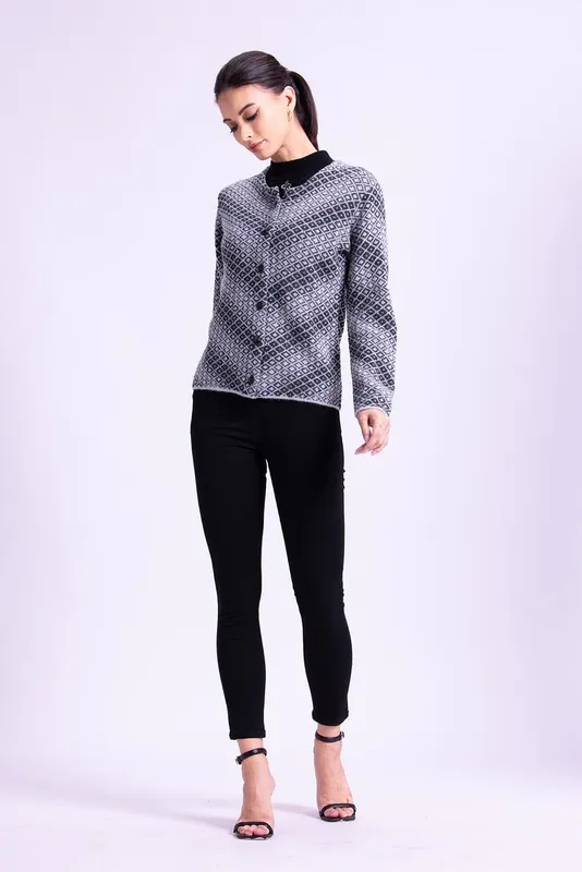 Winter Black Cable Knitted Cardigan