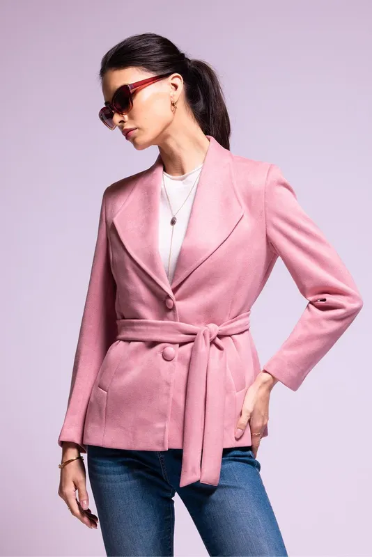 Winter Pink Solid Pea Coat