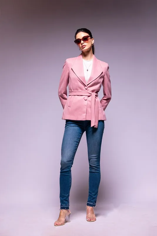 Winter Pink Solid Pea Coat