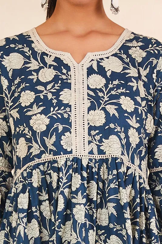 Teal Printed A-Line Tunic