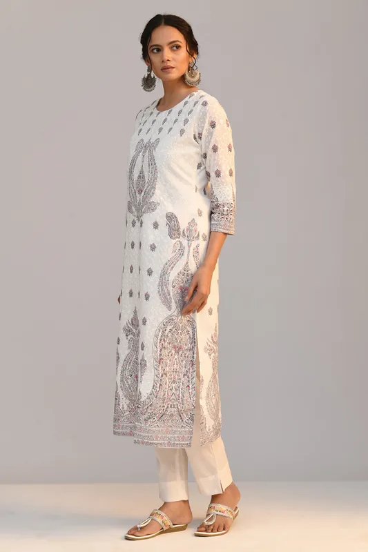 White Embroidered Kurta Set