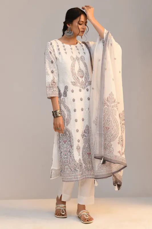 White Embroidered Kurta Set