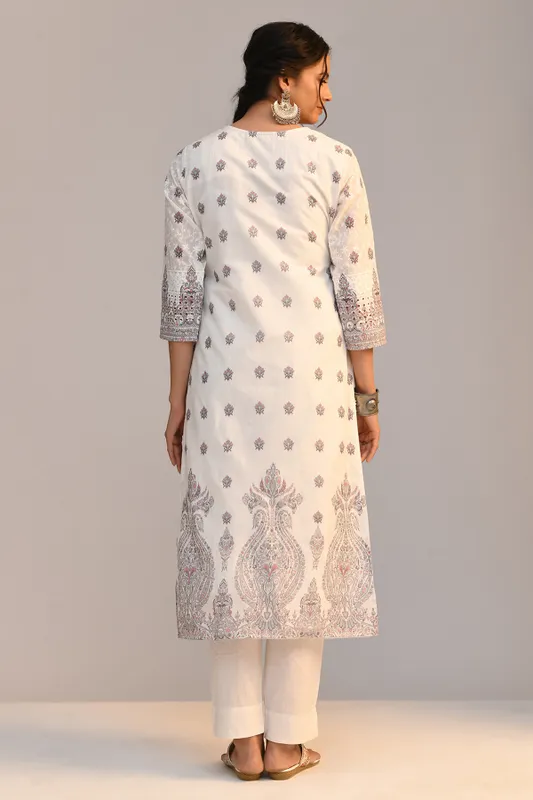 White Embroidered Kurta Set