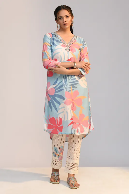 Multi Printed Straight Kurta Set