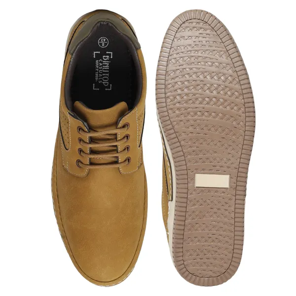 Binutop Men Beige Solid Sneakers