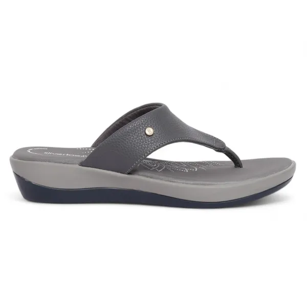 Slivertoes Women V-Strap Grey Slippers