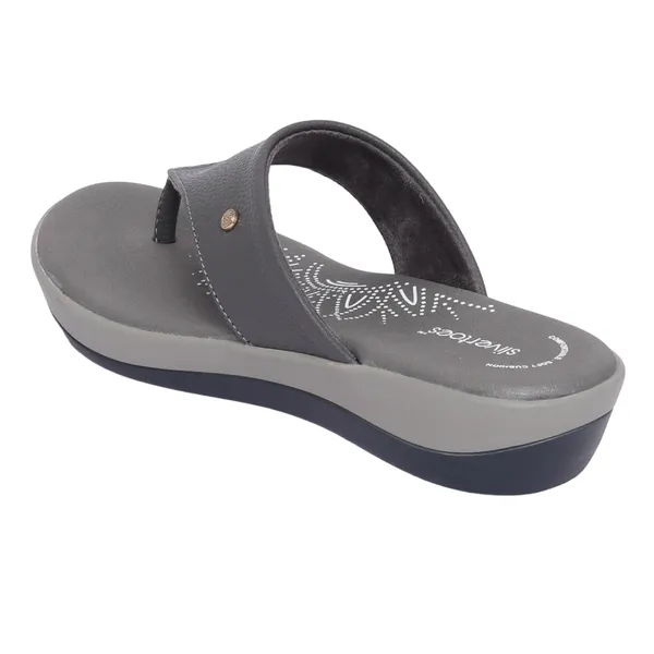 Slivertoes Women V-Strap Grey Slippers