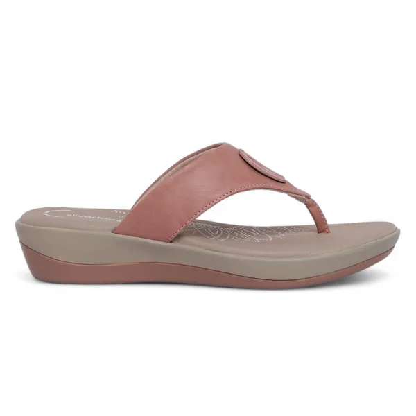 Slivertoes Women V-Strap Peach Slippers