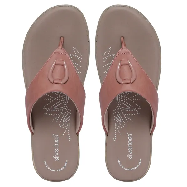 Slivertoes Women V-Strap Peach Slippers