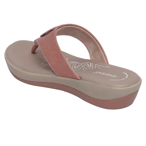 Slivertoes Women V-Strap Peach Slippers