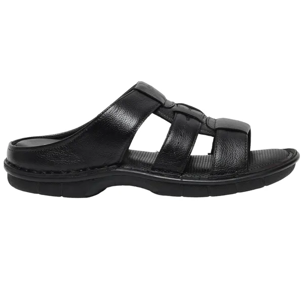 Hitz Men Black Leather Sandals