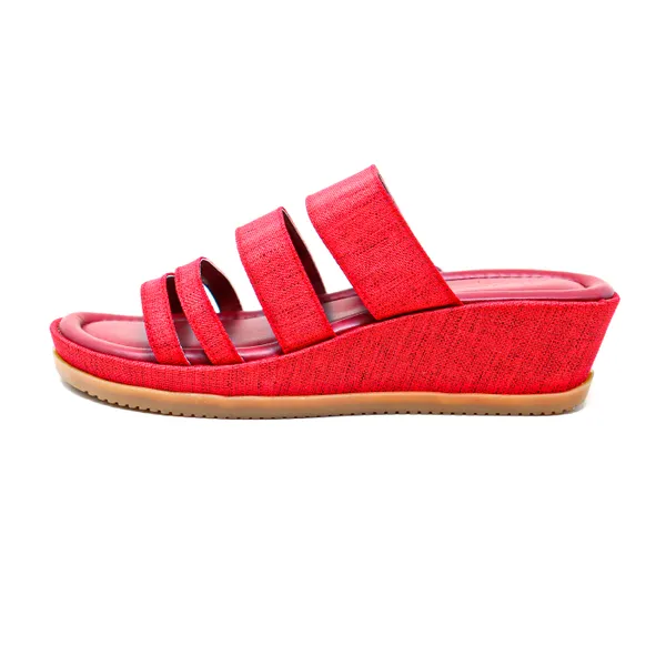 Scarlet Open-Toe Slip-On Wedges