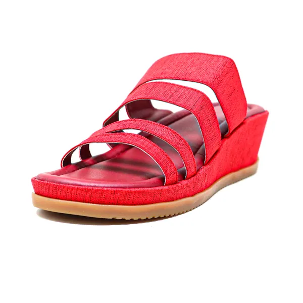 Scarlet Open-Toe Slip-On Wedges