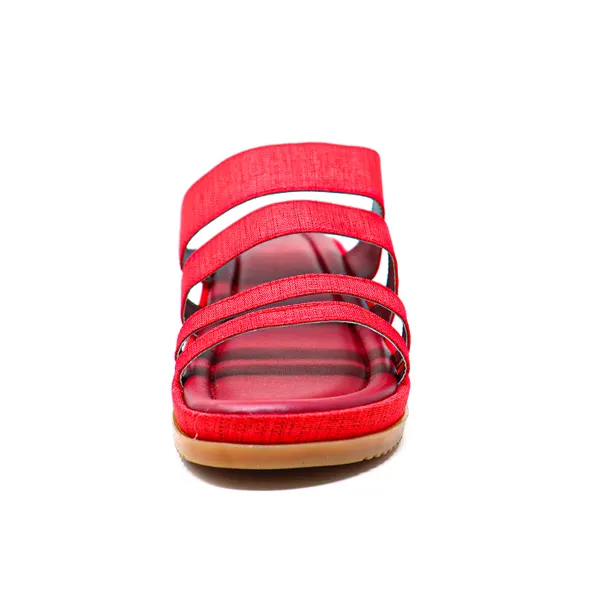 Scarlet Open-Toe Slip-On Wedges