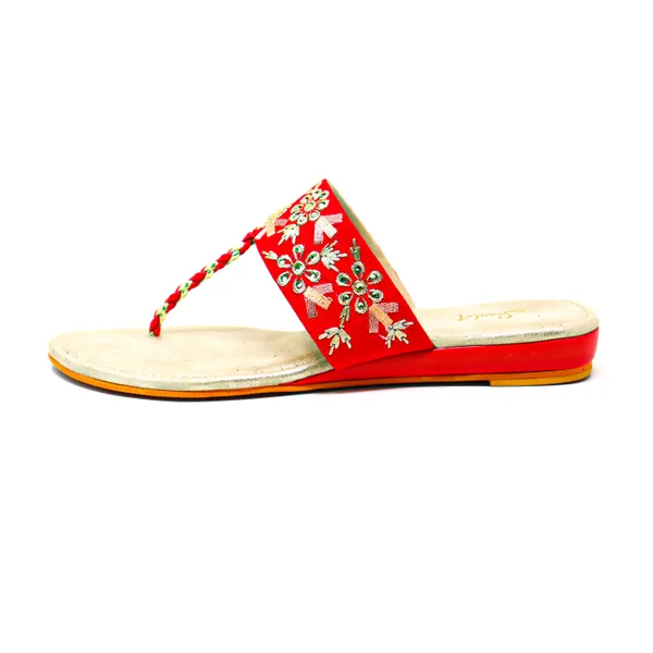 Scarlet V-Strap Embellished Flats