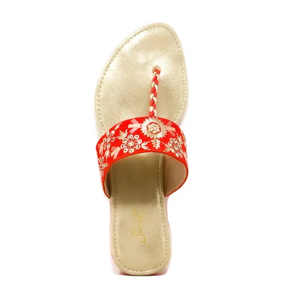 Scarlet V-Strap Embellished Flats