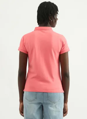 UCB half sleeves plain cotton pink t shirt