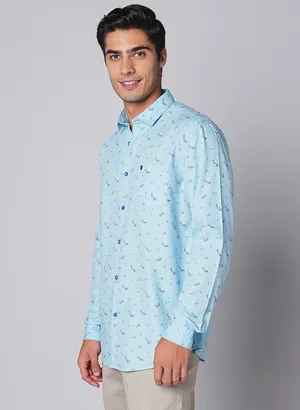 Oxemberg Men Slim Fit Print Casual Shirt