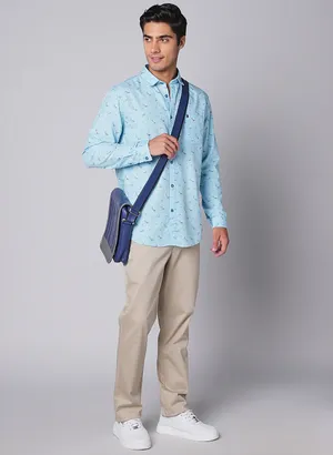 Oxemberg Men Slim Fit Print Casual Shirt