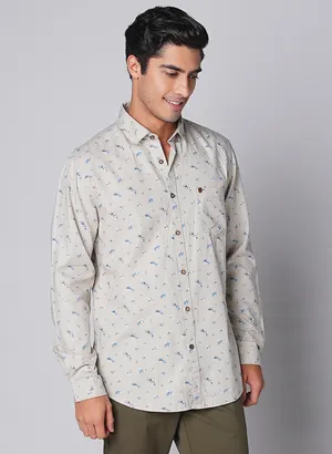 Oxemberg Men Slim Fit Print Casual Shirt