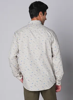 Oxemberg Men Slim Fit Print Casual Shirt