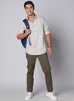 Oxemberg Men Slim Fit Print Casual Shirt
