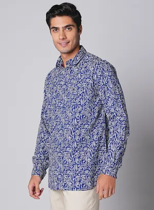 Oxemberg Men Slim Fit Print Casual Shirt