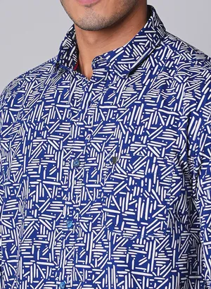 Oxemberg Men Slim Fit Print Casual Shirt