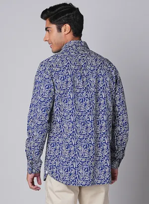 Oxemberg Men Slim Fit Print Casual Shirt