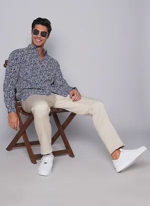 Oxemberg Men Slim Fit Print Casual Shirt