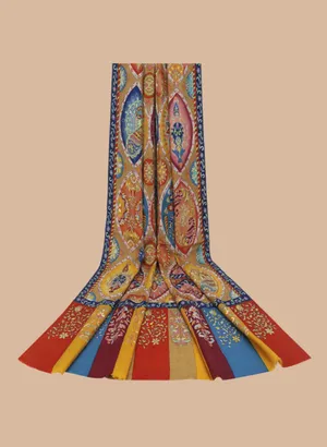 Handloom Pure Pashmina Shawl-Kalamkari