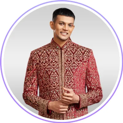 Men Maroon Sherwani