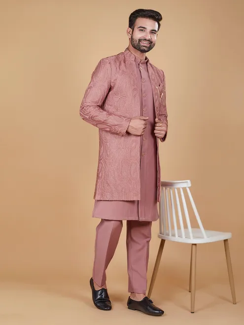 Elegant silk pink indowestern