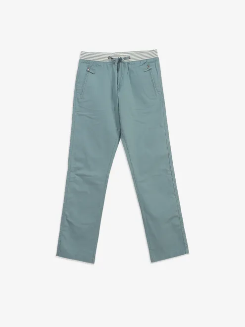 1BEEVEE blue cotton solid track pant