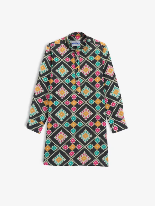 Trendy black printed kurta