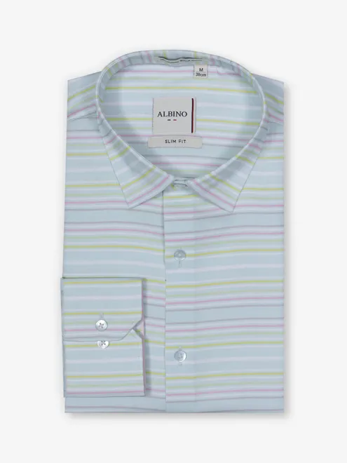 ALBINO multi color stripe party wear shirt