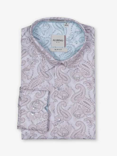 ALBINO pink printed cotton party wear shirt