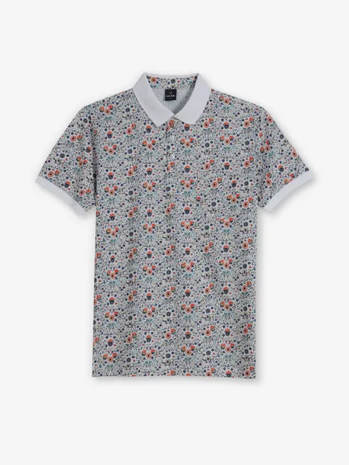 ALLEN SOLLY blue floral printed cotton t-shirt