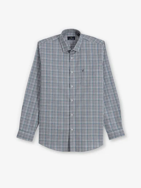 ALLEN SOLLY casual brown checks shirt for men