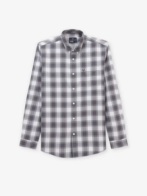 ALLEN SOLLY check white and grey shirt