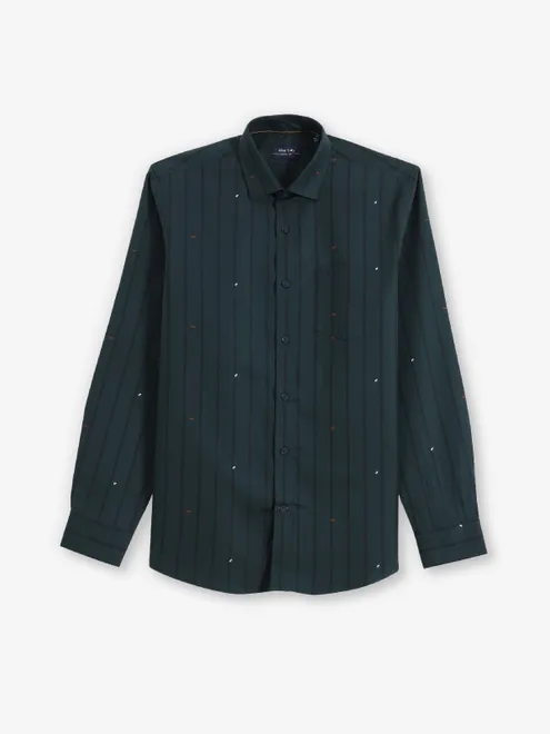ALLEN SOLLY dark green textured shirt for men