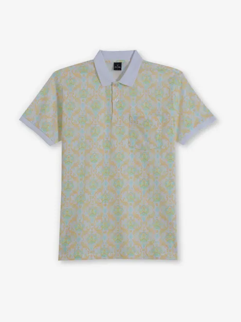 ALLEN SOLLY mustard yellow printed cotton t-shirt