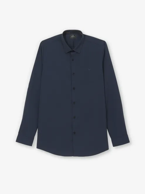 ALLEN SOLLY navy palin cotton shirt