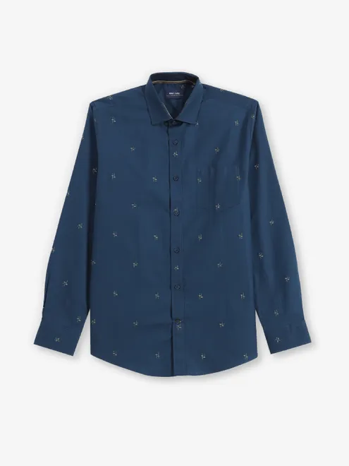 ALLEN SOLLY navy printed casual shirt for men
