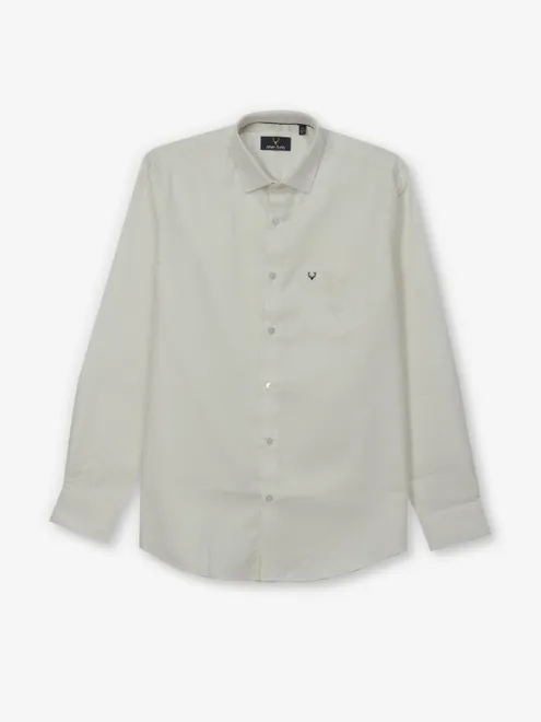 ALLEN SOLLY plain off white casual shirt in cotton
