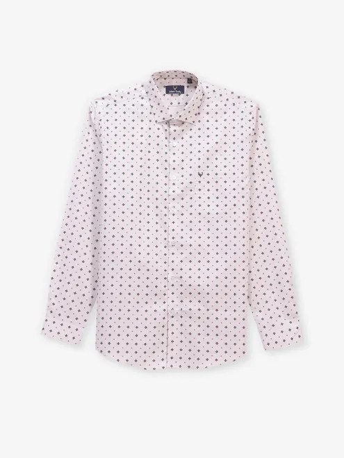 ALLEN SOLLY printed light pink casual shirt