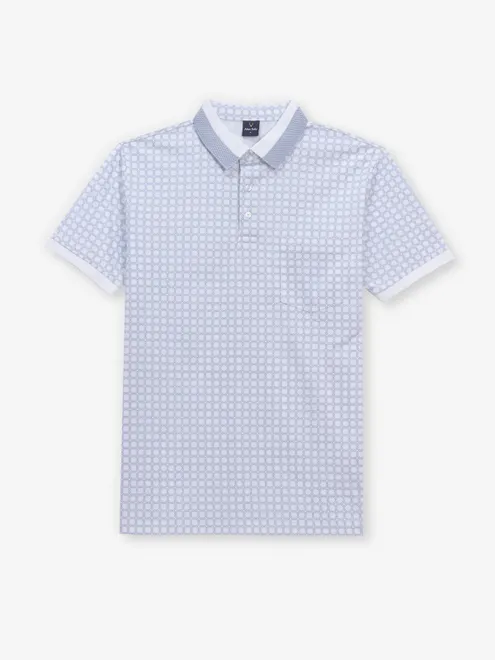 ALLEN SOLLY printed white cotton polo t-shirt