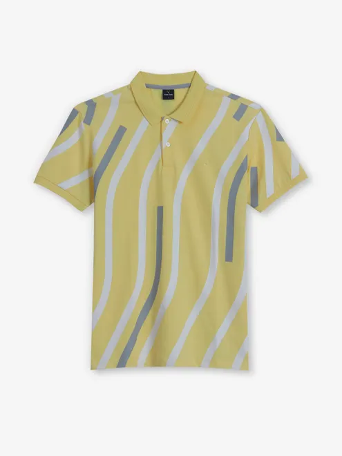 ALLEN SOLLY printed yellow t-shirt in cotton
